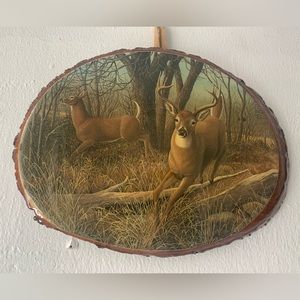 Vantage HOME Wild DEER BUCK DOE IN Raw Cut WOODS PICTURE Deer Wall Art